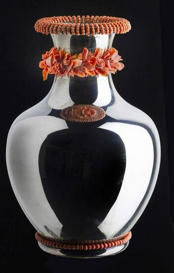 Sterling silver and Sciacca coral vase - Manifacture