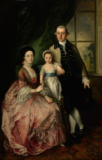 THOMAS GAINSBOROUGH, R.A. | PORTRAIT OF PHILIP DEHANY WITH HIS WIFE MARGARET AND THEIR DAUGHTER MARY, FULL LENGTH, IN AN INTERIOR