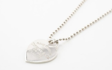TIFFANY&Co. Tiffany Return to Long Necklace 925 23.5g Heart Tag Silver Women's