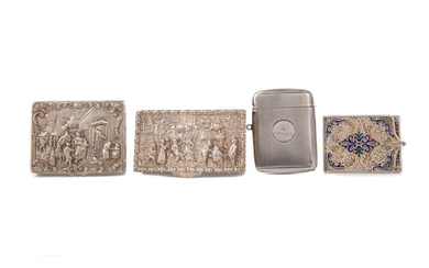 TWO CONTINENTAL SILVER BOXES, ALONG WITH A VESTA AND A FILIGREE CASE