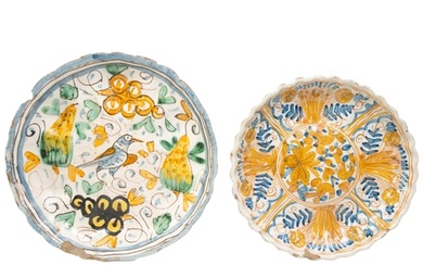 TWO ITALIAN FAIENCE DISHES, EARLY 18TH CENTURY, one of lobed...
