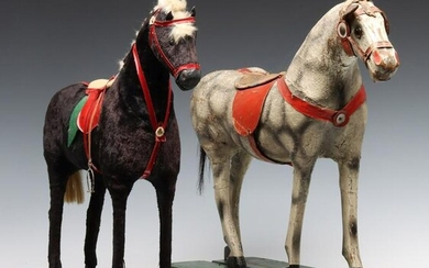 TWO LATE 19TH C. PLATFORM HORSE PULL TOYS