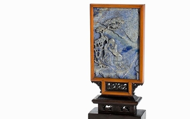 Table Screen with Lapis Lazuli Relief of a Luohan, 18th/19th C. | Tischschirm mit Lapislazuli-Relief eines Luohan, 18./19. Jh.