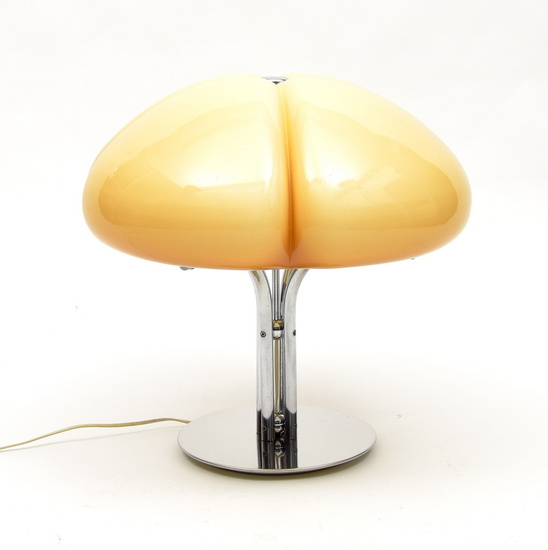 Table-lamp "Quadrifoglio", chromium stand with plastic shade, design Gae Aulenti...