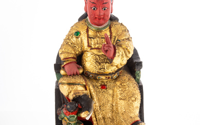 Taiwanese Carved & Painted Wood Deity