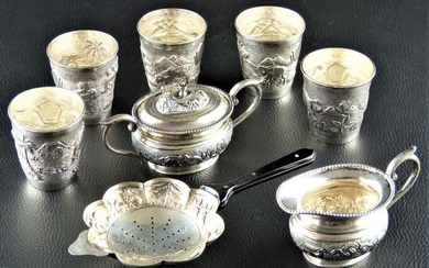 Tea set, 8 pieces (1) - .925 silver - Asia - Early 20th century