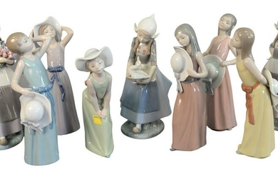Ten Piece Lot of Lladro Figures, to include girls