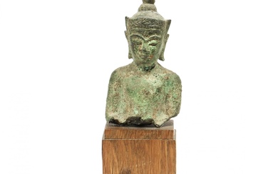 Thailand, Ayutthaya, a bronze bust of Buddha, ca. 18th century