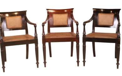 Three Colonial Regency Style Mahogany Armchairs