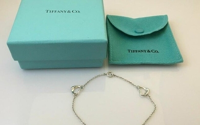 Tiffany Co. Elsa Peretti Sterling Silver Open Heart Bracelet 7.25" - w/ Box