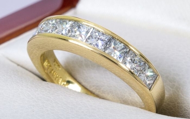 Tiffany & Co - 18K Gold - 0.79 carat - alliance / row ring - 9 large diamonds.