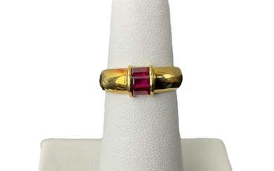 Tiffany & Co. 18K Yellow Gold and Ruby Ring with Original Box