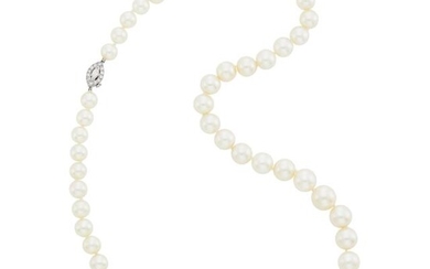 Tiffany & Co. Cultured Pearl Necklace with Platinum and Diamond Clasp