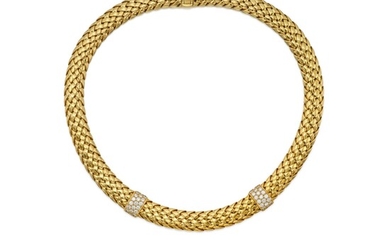 Tiffany & Co. Gold and Diamond 'Vannerie' Bracelet and Necklace