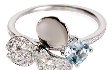 Tiffany & Co. Paper Flowers Aquamarine Diamond Ring in Platinum 0.30 CTW