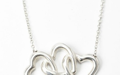 Tiffany necklace pendant silver TIFFANY&Co. Elsa Perettin triple heart motif
