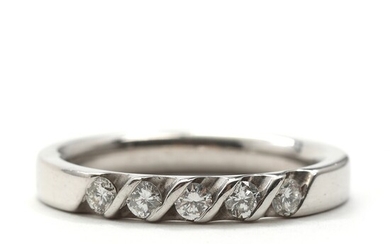 SOLD. Toftegaard: "Romance" eternity diamond ring set with five brilliant-cut diamonds, mounted in 14k white...