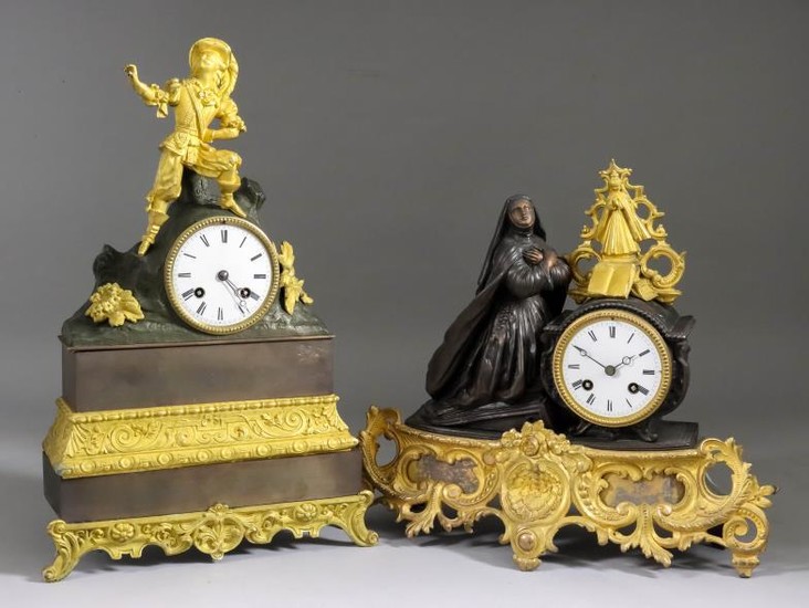 Two 19th Century French Mantel Clocks, one in ormolu...