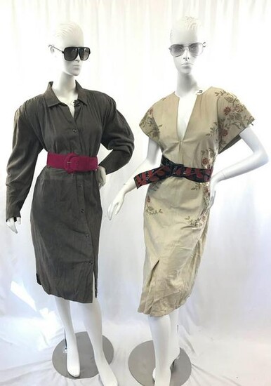 Two (2) Vintage Italian-Made Leather Dresses C. 1970s