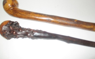 Two Antique Wood Canes