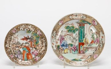 Two, Chinese Famille Rose Dishes, H. Moog Label
