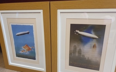 Two Framed and Mounted Zeppelin Prints after Jupp Wiertz, Fr...