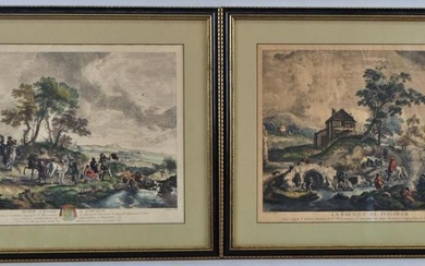 Two Jean Moyreau Hand Colored Prints