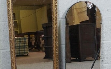 Two Wall Mirrors of rectangular form and rounded rectangular form