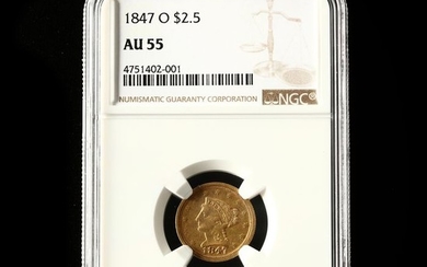 United States - 2½ Dollars 1847-0 (New Orleans) Coronet Head in NGC Slab - Gold