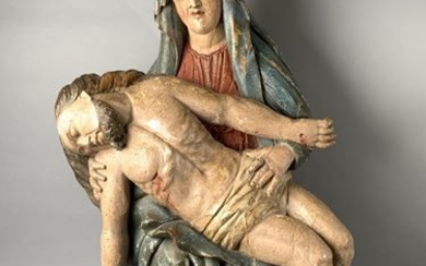 VIERGE DE PITIE, Pieta. Carved and painted wood....