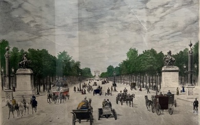 VIEW OF THE CHAMPS-ELYSEES FROM THE PLACE DE L'ETOILE 1808 SIGNED BY THE ARTIST