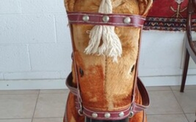 VINTAGE 60S ROCKING HORSE IN PADDED FABRIC