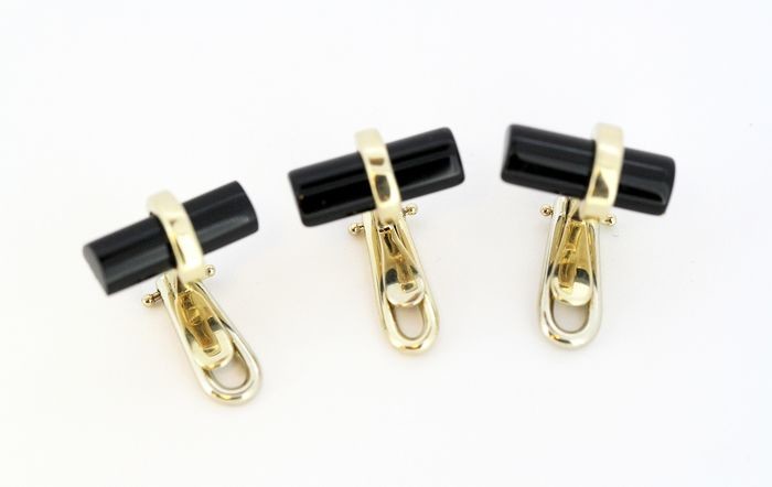 Van Cleef & Arpels - 18 kt. Yellow gold - Buttons or Collar Clips Onyx