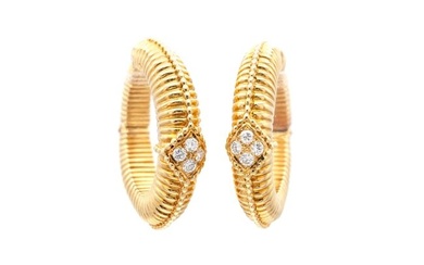 Van Cleef & Arpels Gold Hoop Earrings with Diamonds
