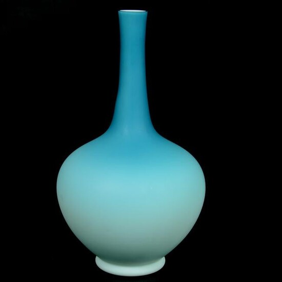 Vase, Blue Satin Art Glass