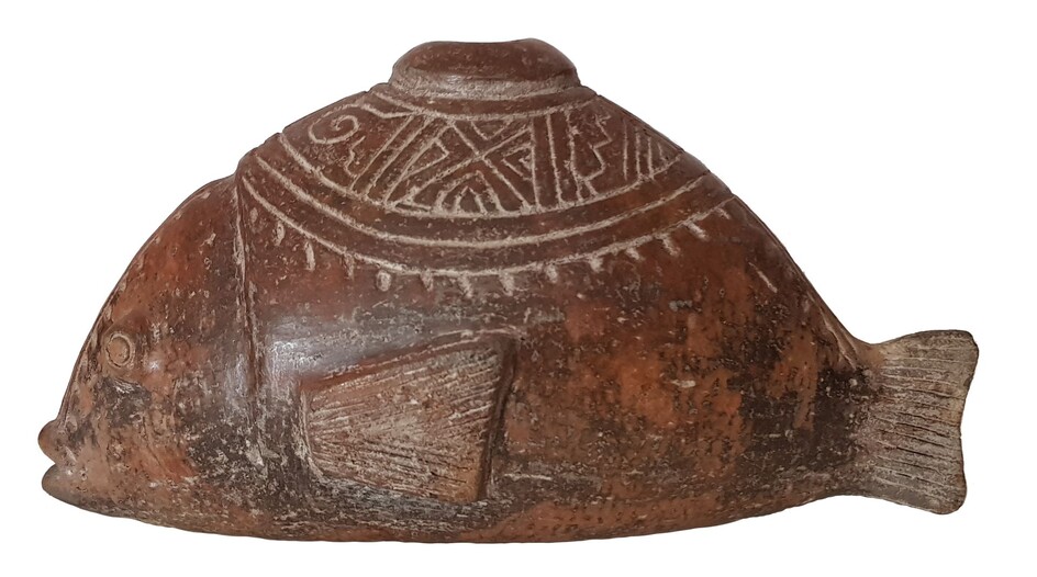 Vase à potions en forme de poisson, Guanguala, 500 avant - 500 après JC