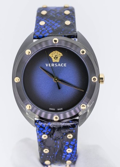 Versace - Shadov Watch Blue Snakeskin Pattern leather strap Swiss Made - VEBM00418 - Women - Brand New