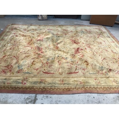 Very Large Vintage Brown Carpet (395 x 405cm)