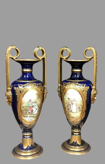 Very large vases - in the style of Sévres (h. 55cm) - Napoleon III - Gilt, Porcelain