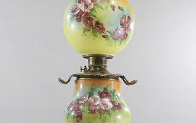 Victorian GONE WITH THE WIND LAMP Painted Pansies