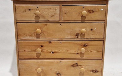 Victorian pine chest of drawers comprising two short over th...
