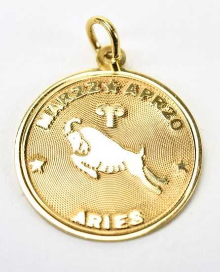 Vintage 14kt Yellow Gold Aries Charm Pendant