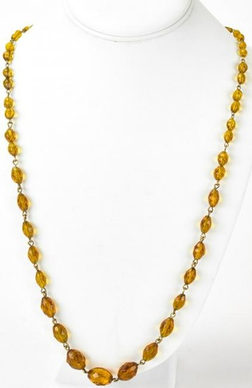Vintage Flapper Graduated Citrine Glass Necklace