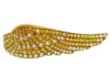 Vintage Garrard Diamond Yellow Sapphire Gold Wing Ring