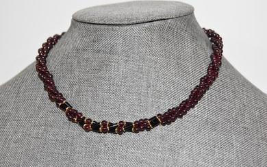 Vintage beaded Amethyst gemstone Necklace 15"