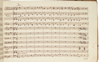 W. A. Mozart. Manuscript full score of the aria "Non più, tutto ascoltai", K.490, in German, late C18th-early C19th