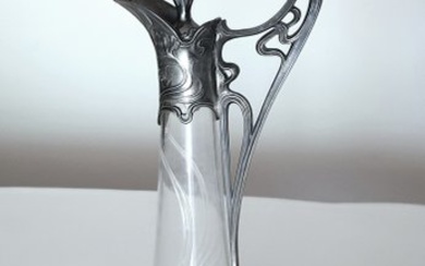 WMF / Geislingen - Carafe - art nouveau - Glass, Pewter/Tin, Silver-plated