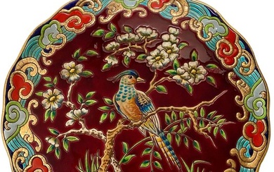 Longwy, Limited edition N°46/100 'Laques de Pékin" - Paul Mignon - Wall plate - Laques de Pékin - Ceramics, Enamel