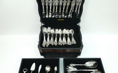 Wallace Grand Baroque Sterling Flatware, 69 Pieces.