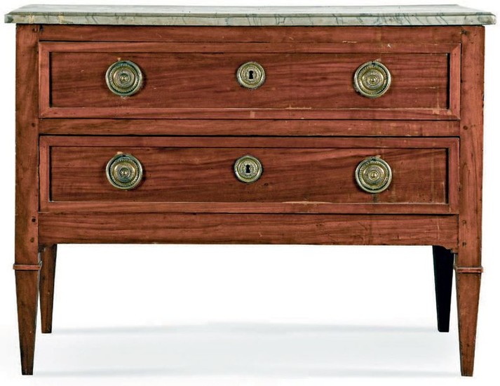 Walnut chest of drawers with two moulded drawers,...